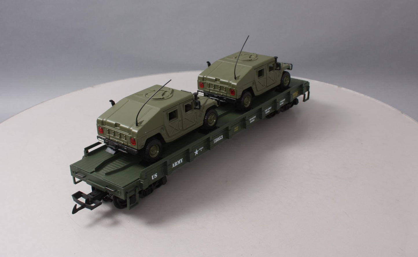 USA Trains R1746 G US Army Flat Car w/ Army Humvees #G5053