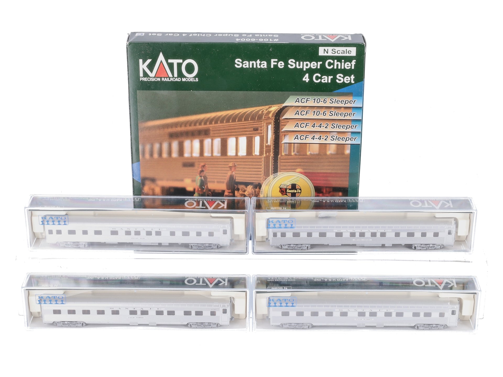 鉄道模型 KATO Santa Fe Super Chief 4 Car Set Kato 106-6004 N Santa Fe Super Chief Passenger Cars (Set of 4
