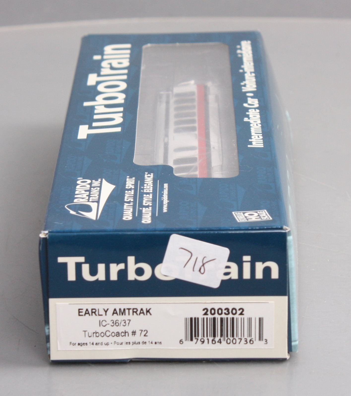 Rapido Trains 200302 HO Amtrak TurboCoach IC-36/37 Passenger Coach #72