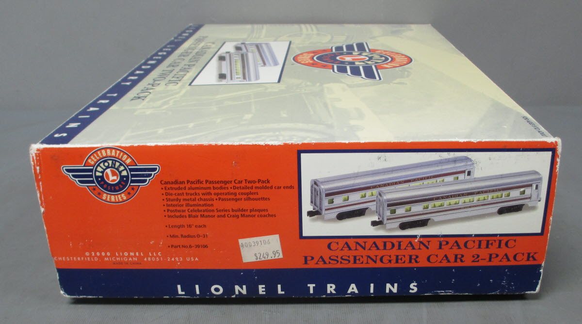 Lionel 1927620 O Canadian Pacific 21'' Passenger Car (Pack of 2)