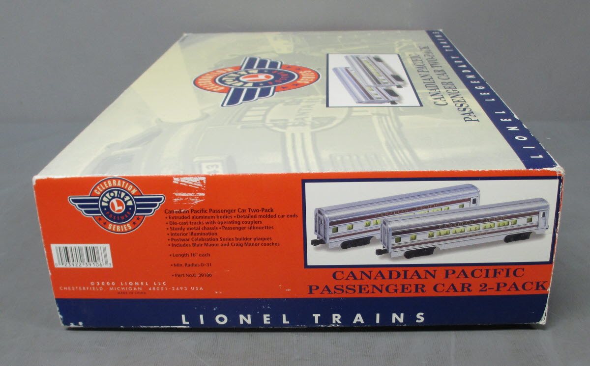 Lionel 1927620 O Canadian Pacific 21'' Passenger Car (Pack of 2)