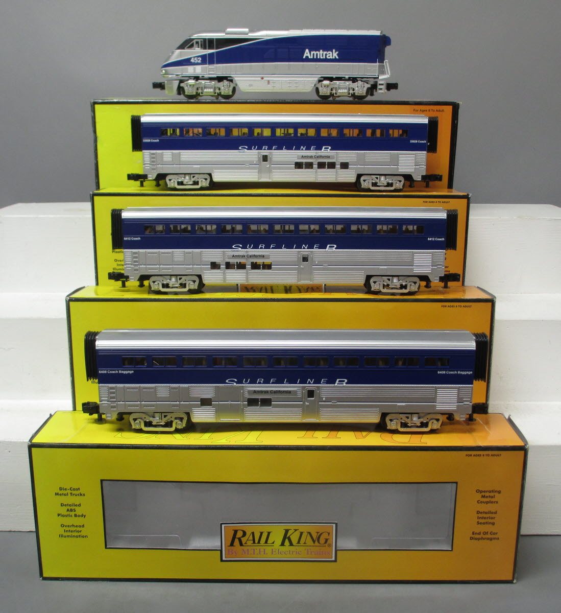 MTH 30-4198-1 Amtrak RailKing F59 Superliner O Gauge Diesel Train Set w/PS2