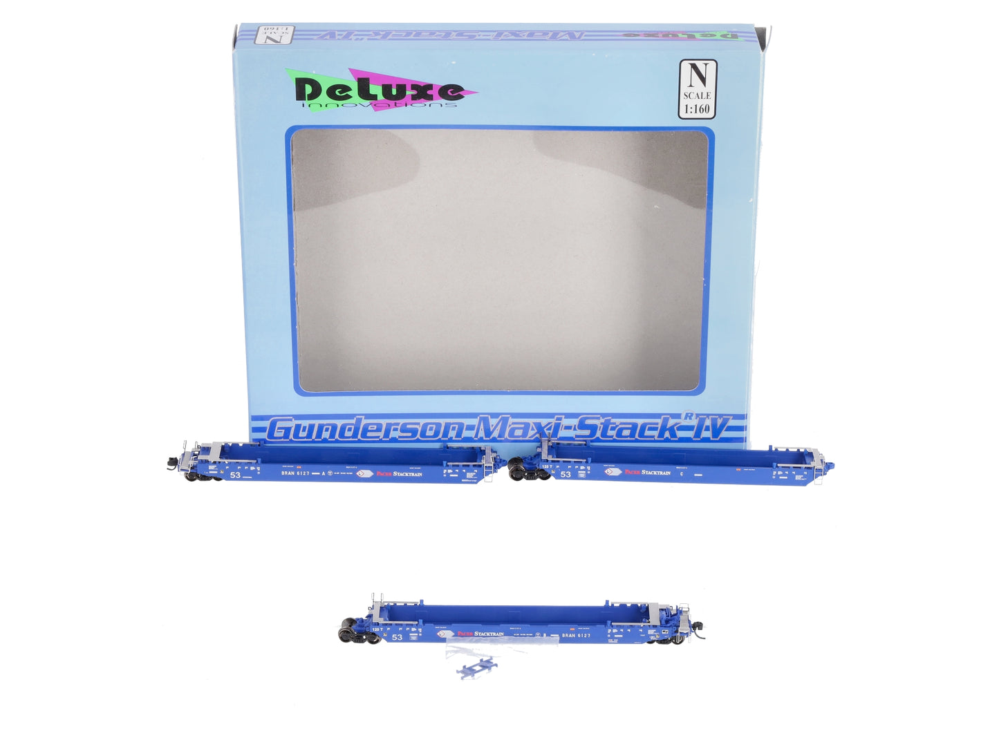 Deluxe Innovations 350402 N Pacer Maxi-Stack IV 3-Unit Intermodal Well Car Set