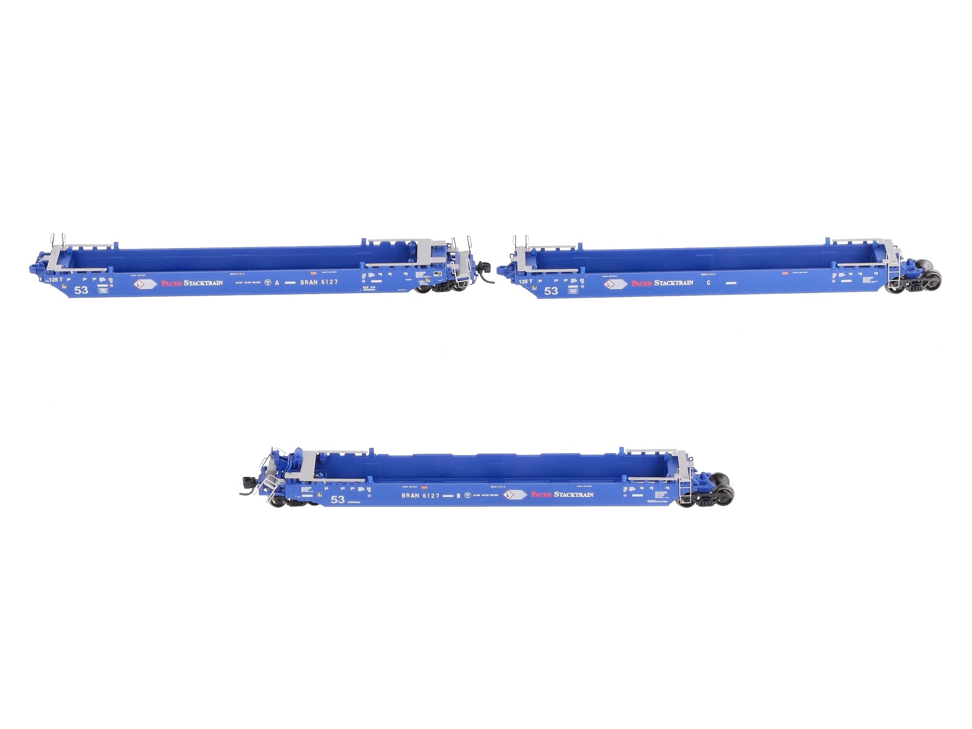 Deluxe Innovations 350402 N Pacer Maxi-Stack IV 3-Unit Intermodal Well Car Set