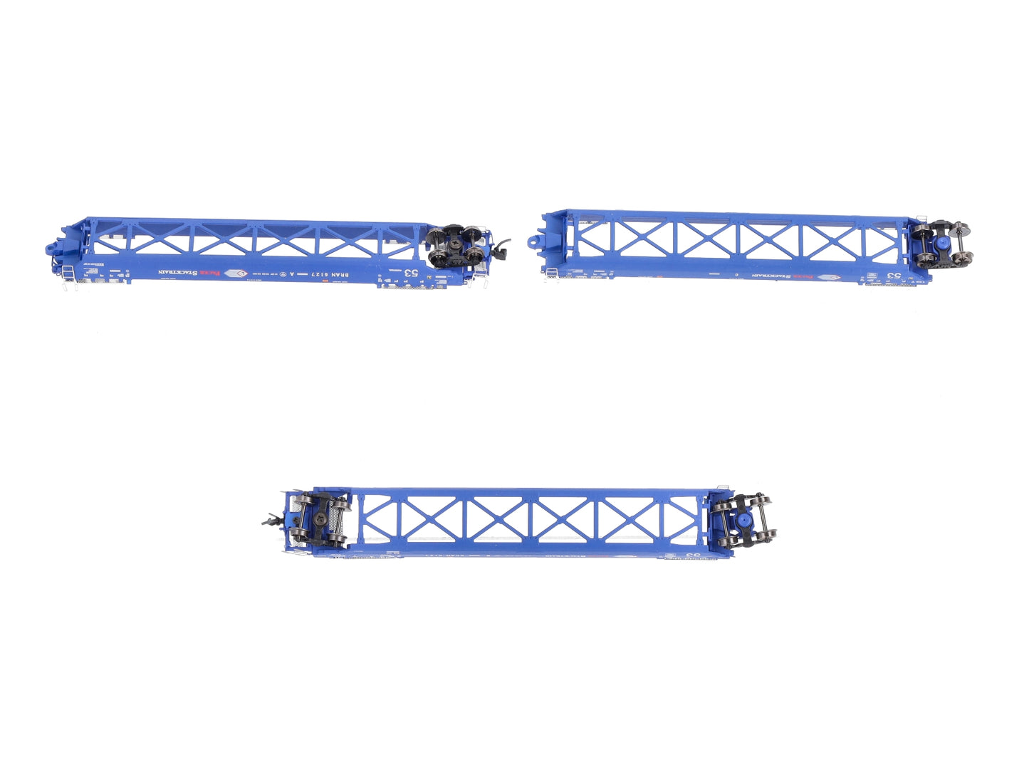 Deluxe Innovations 350402 N Pacer Maxi-Stack IV 3-Unit Intermodal Well Car Set