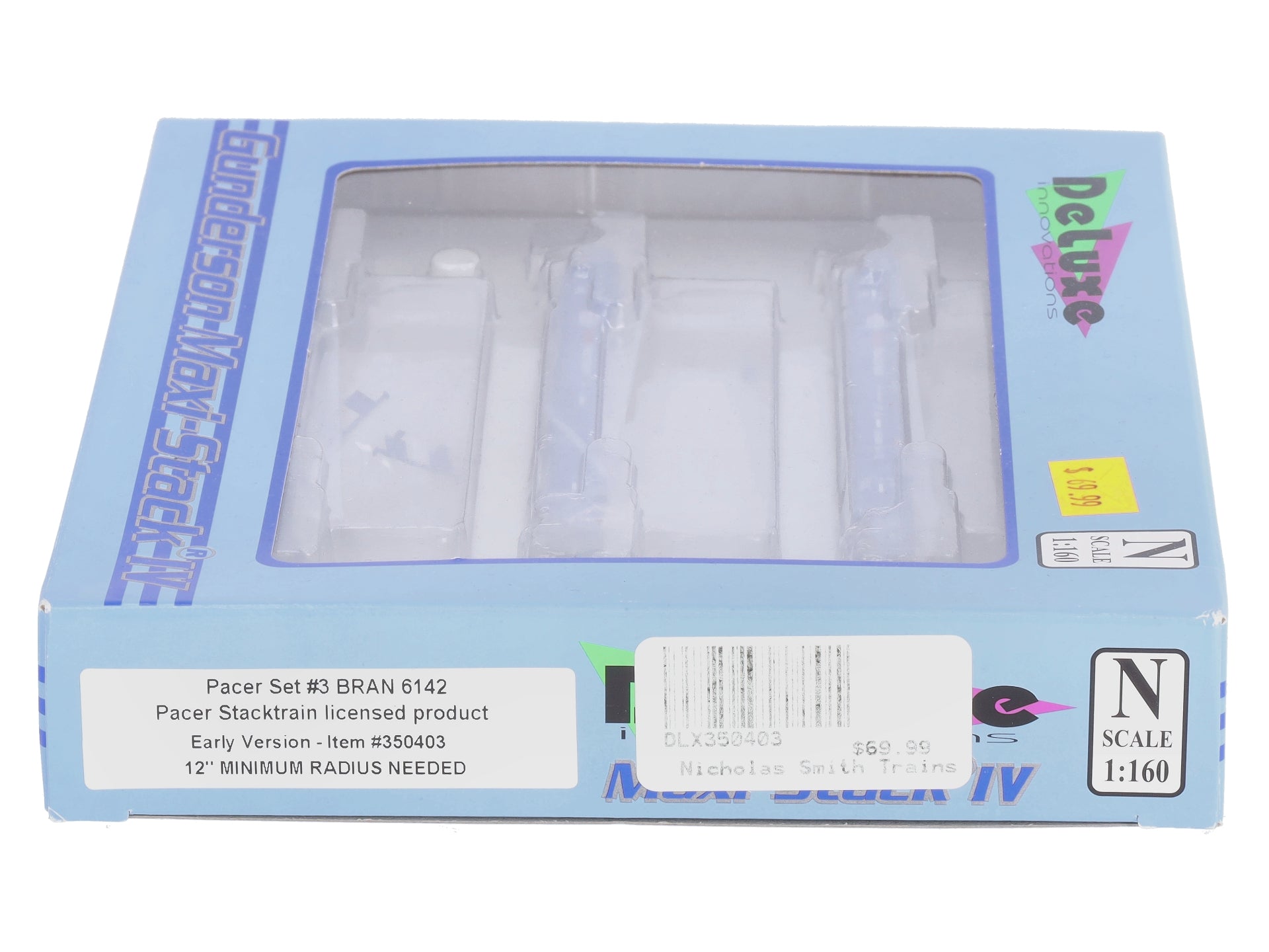 Deluxe Innovations 350403 N Scale Pacer Maxi-Stack IV 3-Unit Intermodal Well Car
