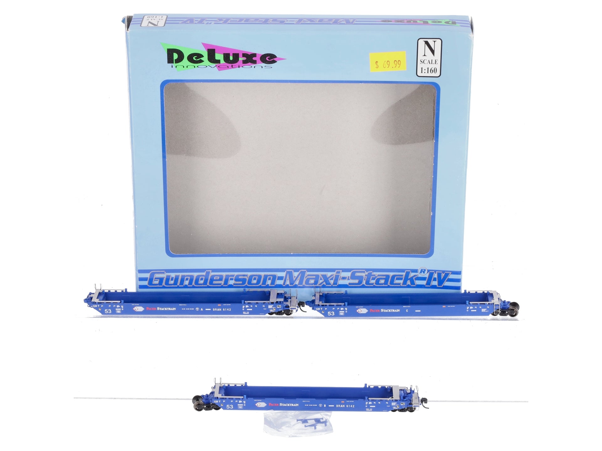 Deluxe Innovations 350403 N Scale Pacer Maxi-Stack IV 3-Unit Intermodal Well Car
