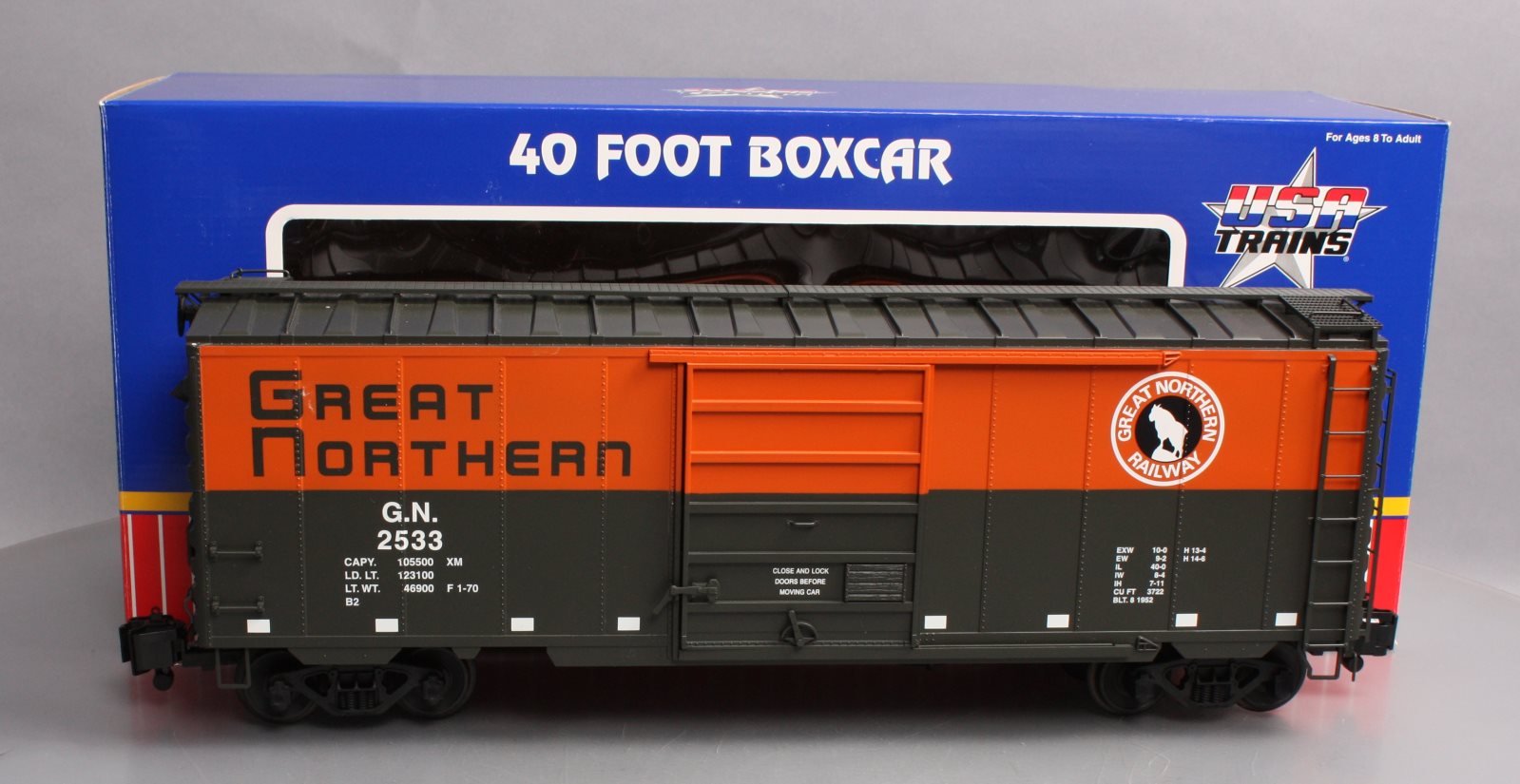 USA Trains R19205B G Great Northern 40 Ft. PS-1 Simulated Steel Box Car
