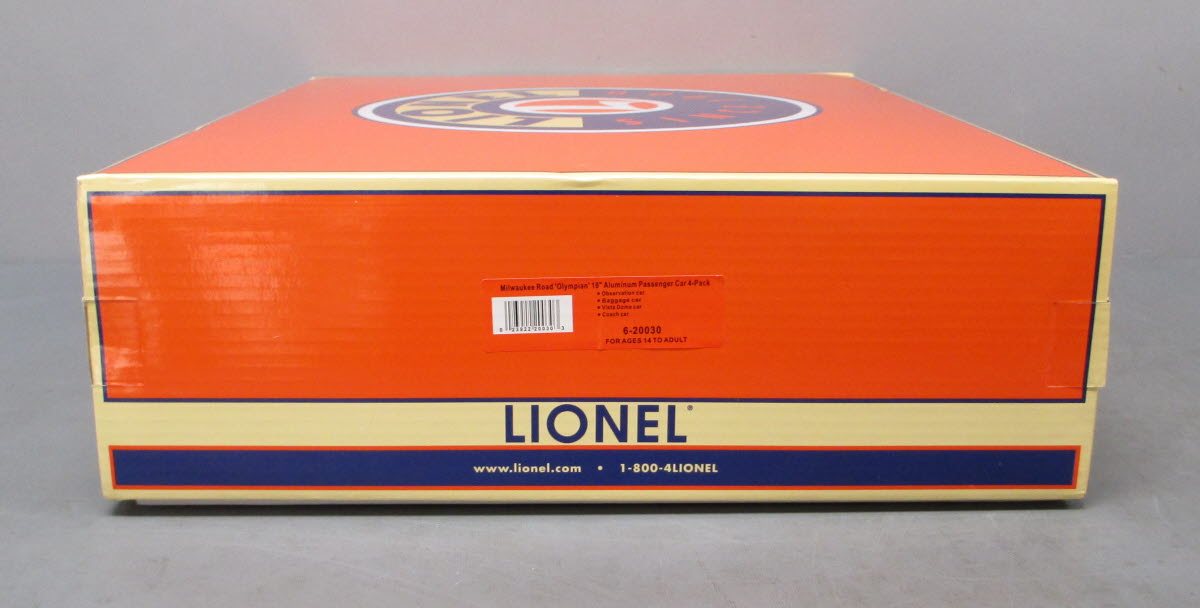 Lionel 6-20030 O Milwaukee 'Olympian' 18” Aluminum Cars Set & Skytop (4)