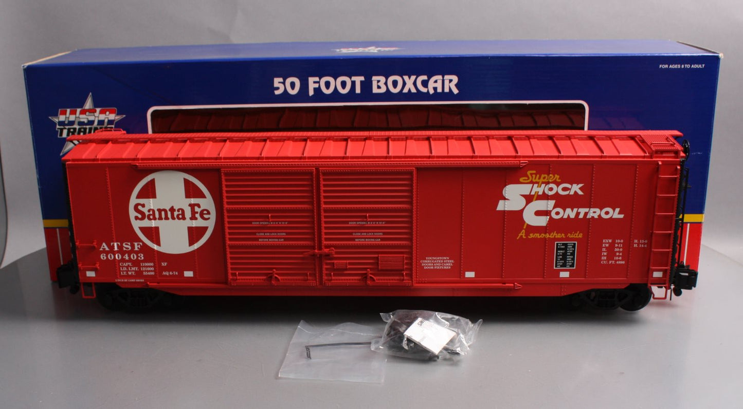 USA Trains R19300B G Santa Fe 50 Ft. Box Car with AAR Double Door (Red)