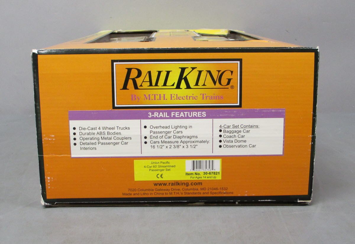 MTH 30-67821 O Union Pacific 60' Streamlined Passenger Car Set (Set of 4)