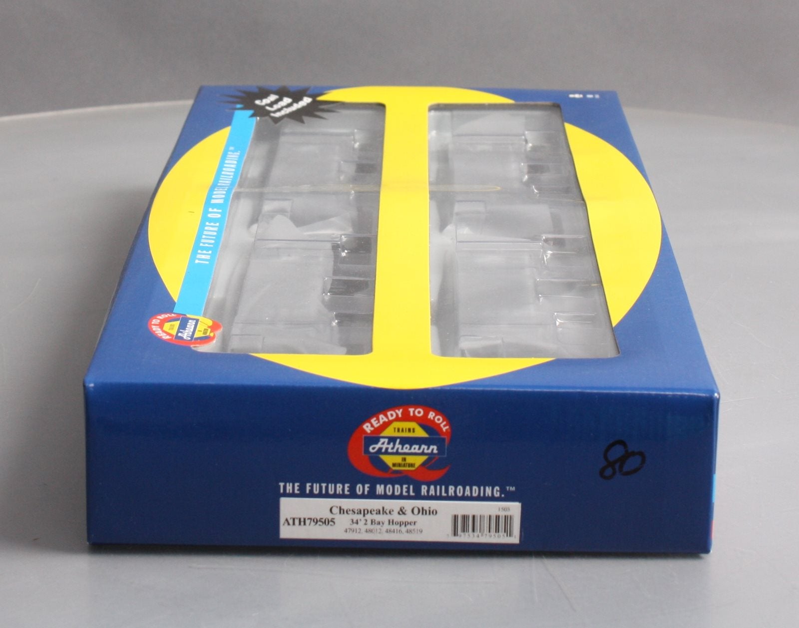 Athearn 79505 HO Scale Chesapeake and Ohio 34' 2-Bay Ribbed Hoppers (Set of 4)