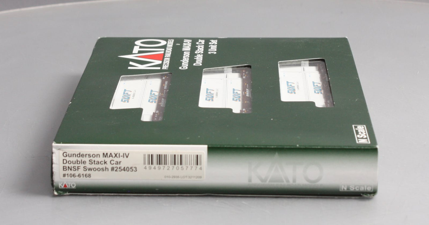 Kato 106-6168 N BNSF MAXI-IV 53' Stack Car w/Swift Container #254053 (Set of 3)
