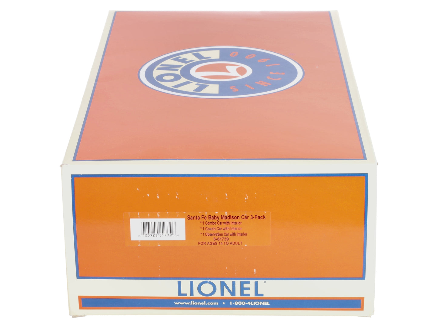Lionel 6-81739 O Santa Fe Madison Combo, Coach, Observation Cars - 3-Pack