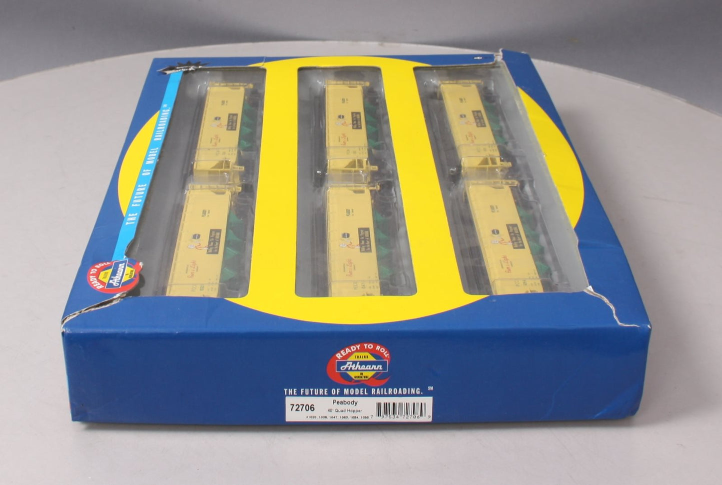 Athearn 72706 HO Scale Peabody RTR 40' 4-Bay Offset Hoppers w/Load (Set of 6)
