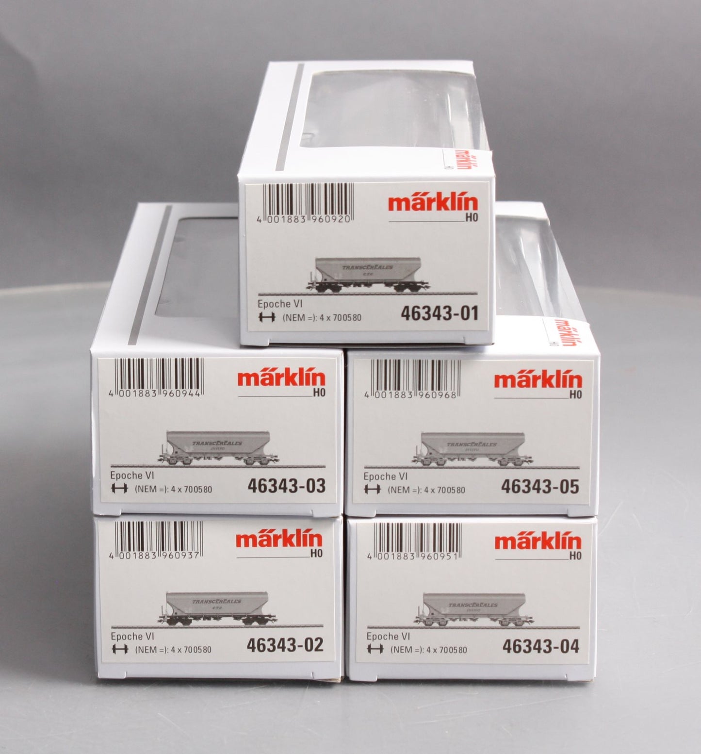 Marklin 46343 HO French State Railways SNCF High-Capacity Covered Hopper 5-Pack