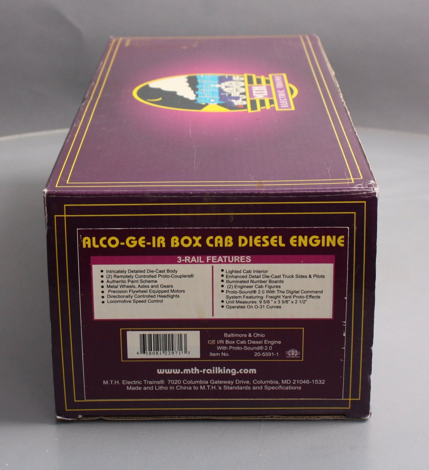 MTH 20-5591-1 O Gauge Baltimore & Ohio GE I/R Box Cab Diesel #1 with PS2