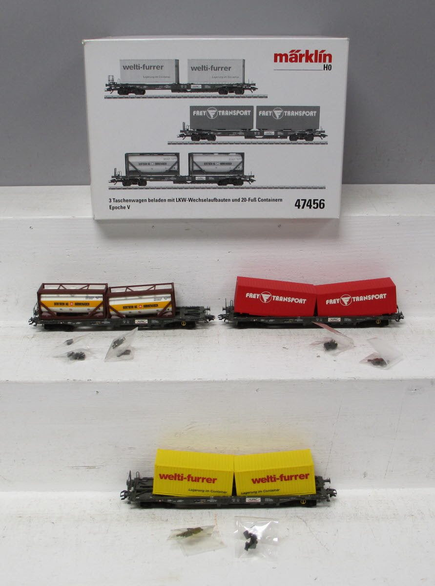 Marklin 47456 HO Scale Deep Well Flat Car 3 Pack