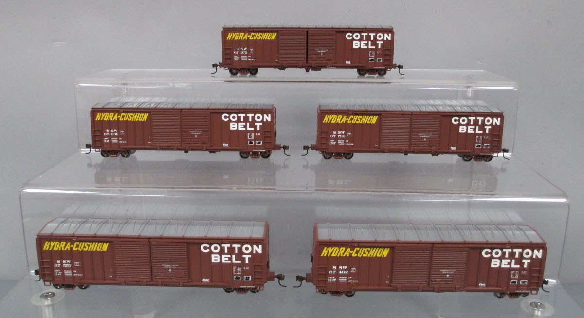 Athearn 97884 HO Scale Cotton Belt 50' FMC Double Door Boxcars (Set of 5)