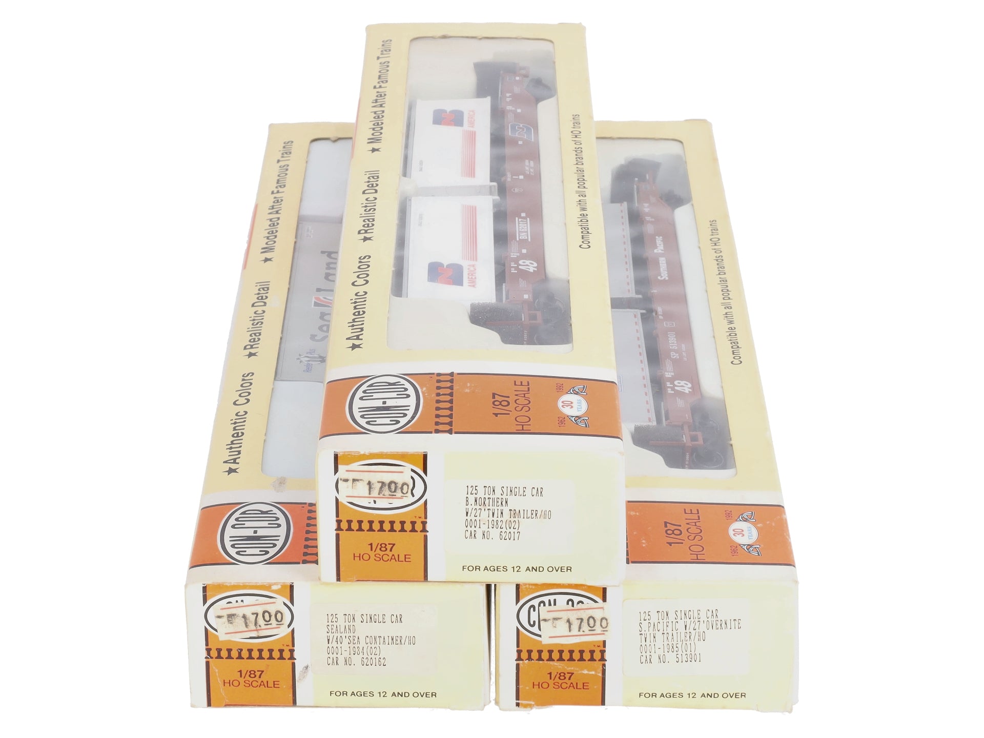 Con Cor HO Scale Assorted Freight Cars W/ Trailers: 620162, 62017, & 513901 [3] LN/Box