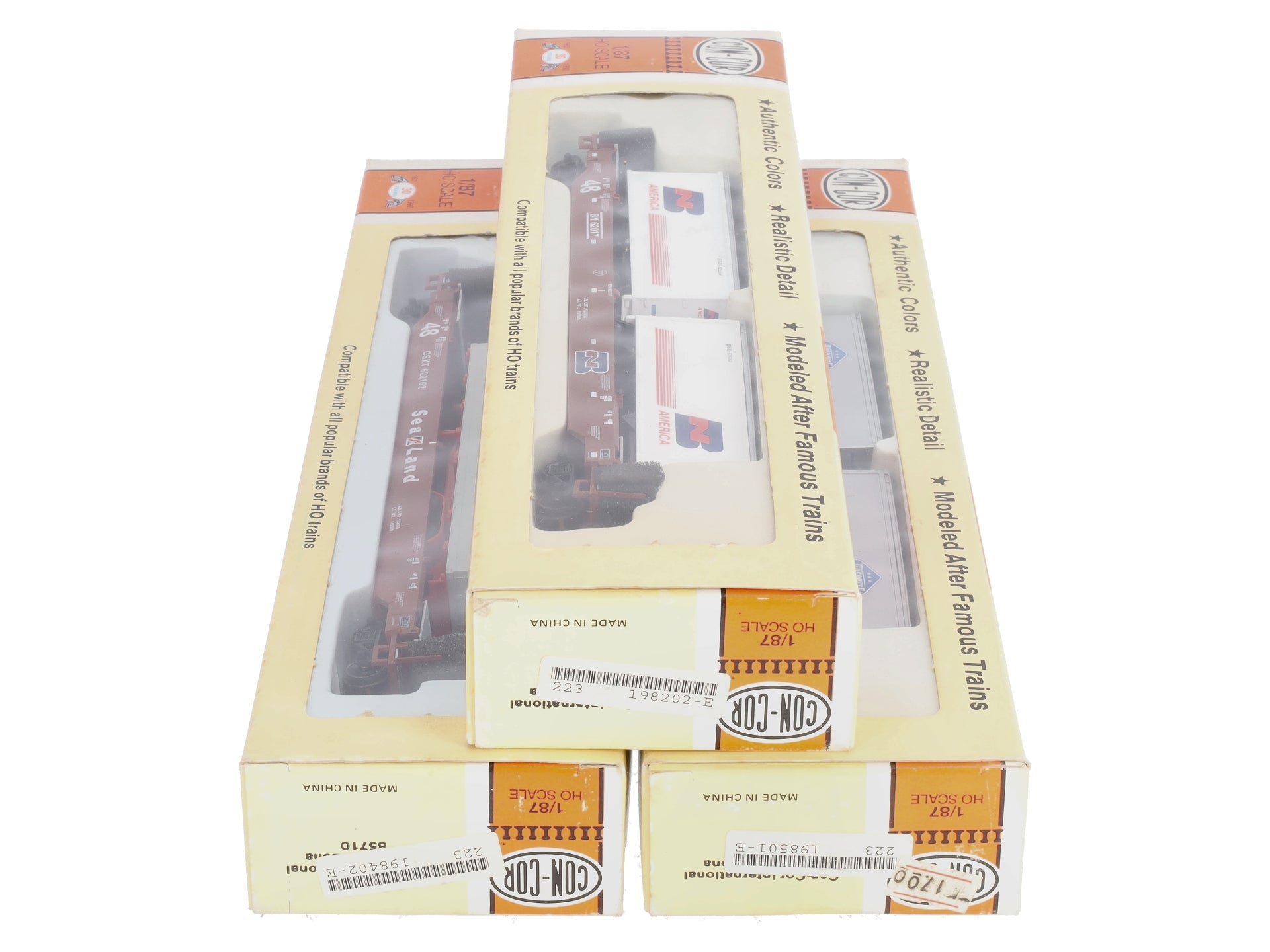Con Cor HO Scale Assorted Freight Cars W/ Trailers: 620162, 62017, & 513901 [3] LN/Box