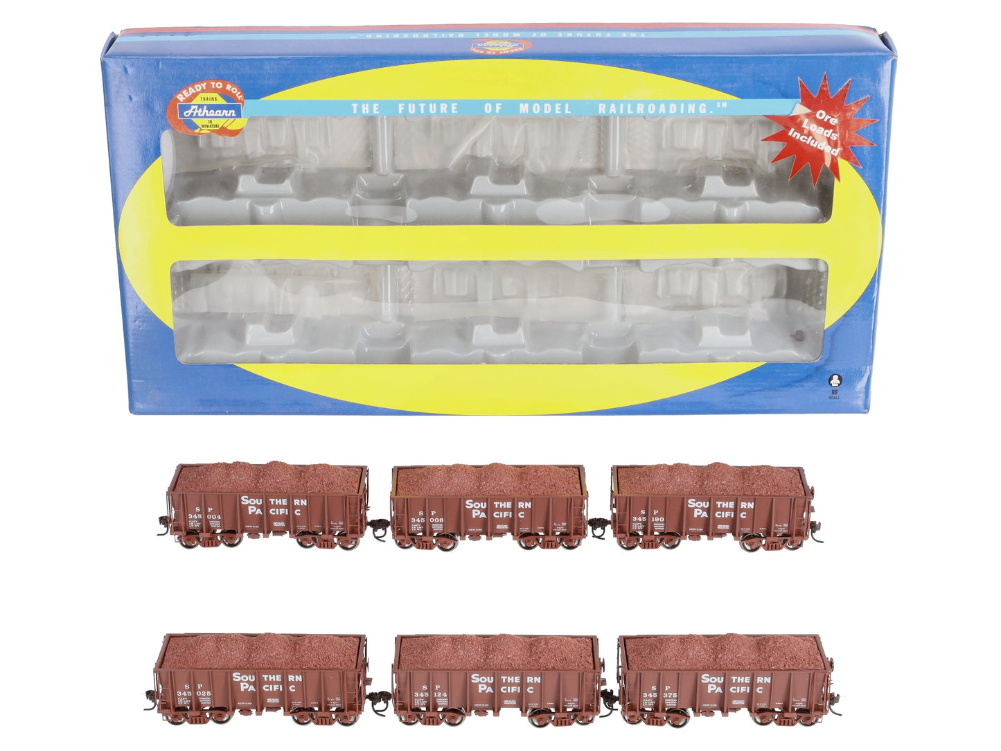 Athearn 94943 HO Scale Southern Pacific 26' Lo-Sided Ore Cars 6-Pack