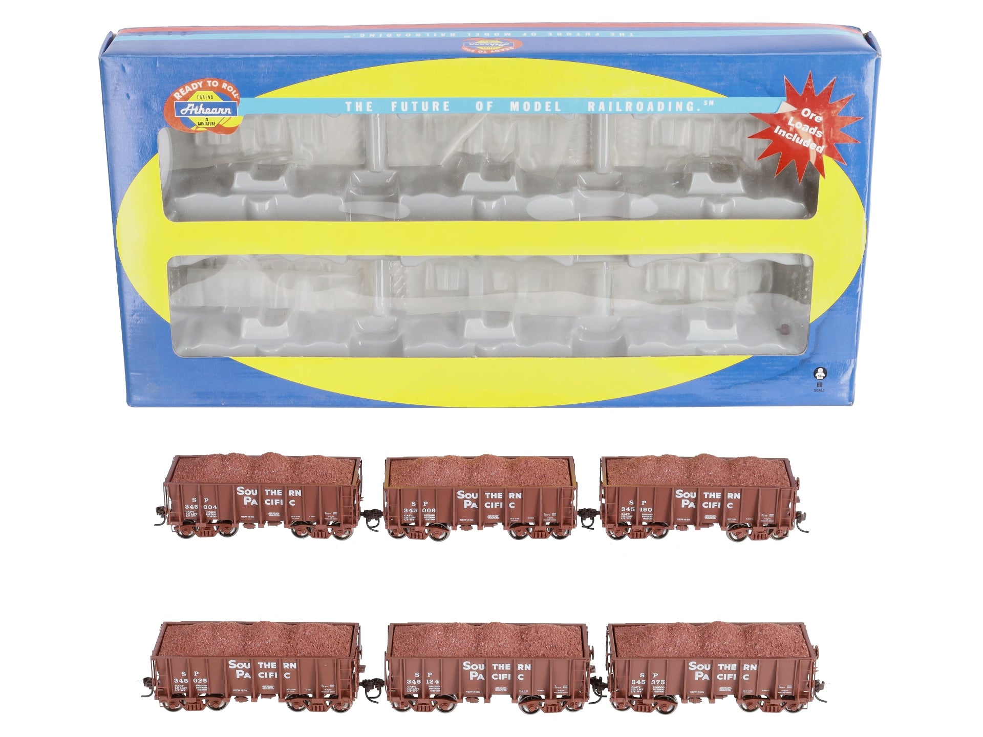 Athearn 94943 HO Scale Southern Pacific 26' Lo-Sided Ore Cars 6-Pack