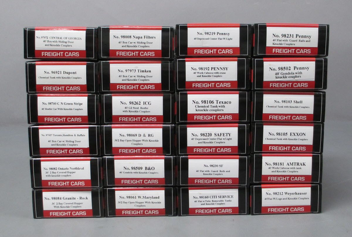 Model Power 99653 HO Freight Car Assortment with Knuckle Couplers (Pack of 24)