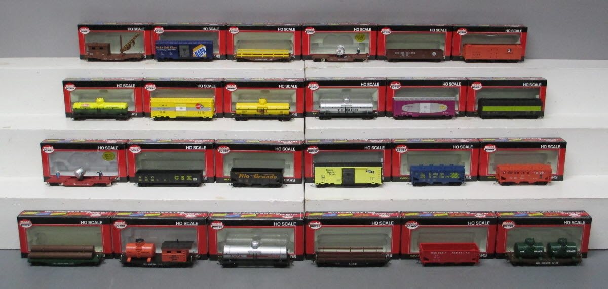 Model Power 99653 HO Freight Car Assortment with Knuckle Couplers (Pack of 24)