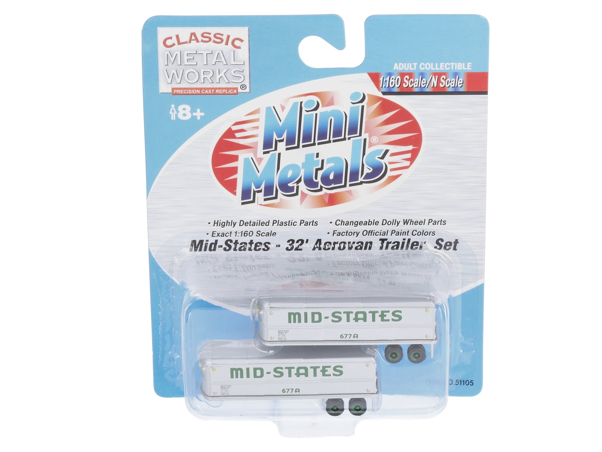 Classic Metal Works 51105 N Mini Metals Mid-States Aerovan Trailers (Pack of 2)