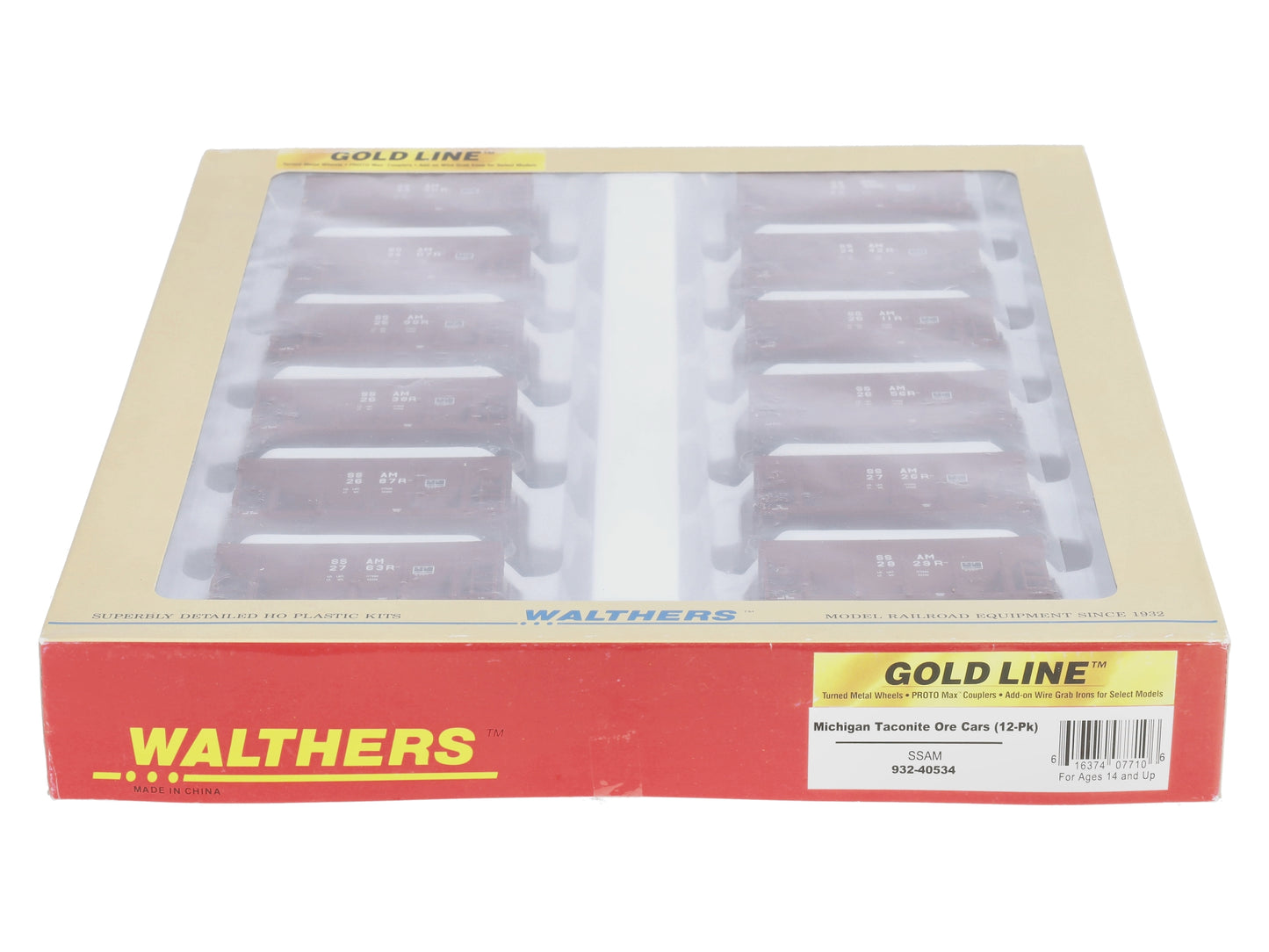 Walthers 932-40534 HO SSAM Gold Line Michigan-Style Taconite Ore Car (Set of 12)