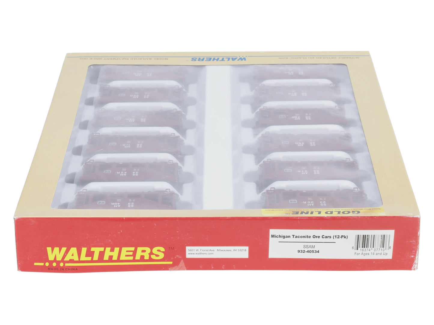 Walthers 932-40534 HO SSAM Gold Line Michigan-Style Taconite Ore Car (Set of 12)