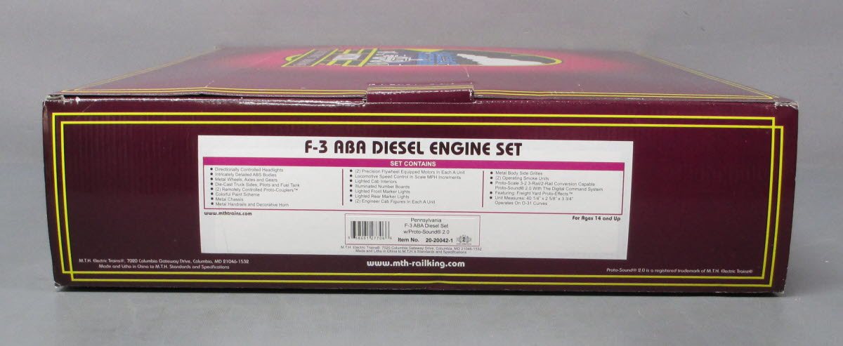 MTH 20-20042-1 Pennsylvania F-3 ABA Diesel Engine Set w/PS2 #9524/9525/9524B