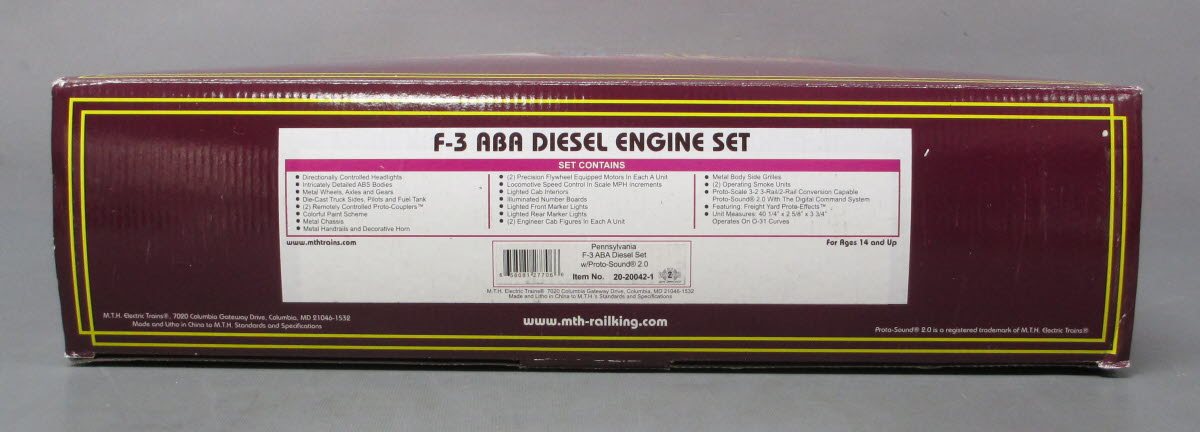 MTH 20-20042-1 Pennsylvania F-3 ABA Diesel Engine Set w/PS2 #9524/9525/9524B