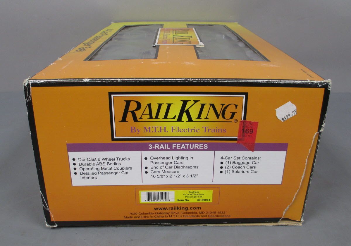MTH 30-69061 O Southern RailKing 60’ Madison Passenger Car Set (Set of 4)