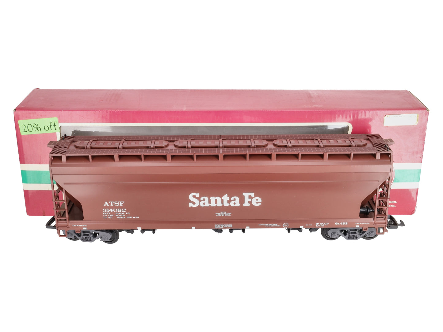LGB 40820 G Gauge Santa Fe 3-Bay Hopper Car #314082