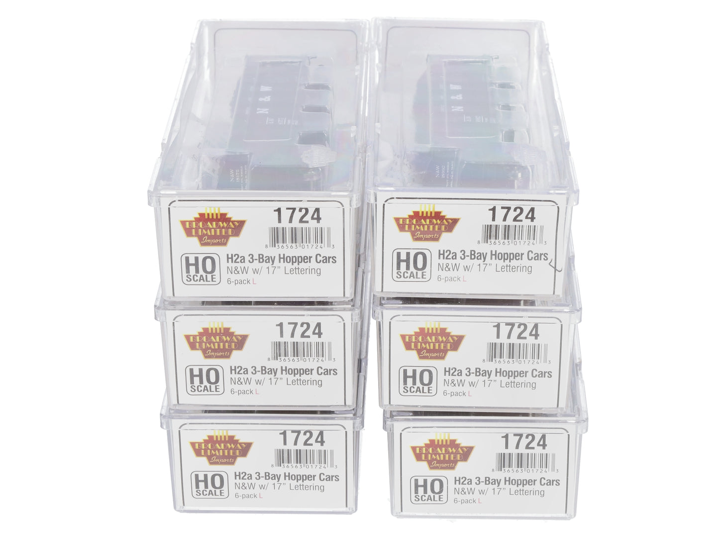 Broadway Limited 1724 HO Norfolk & Western Class H2a 3-Bay Hoppers (Set of 6)