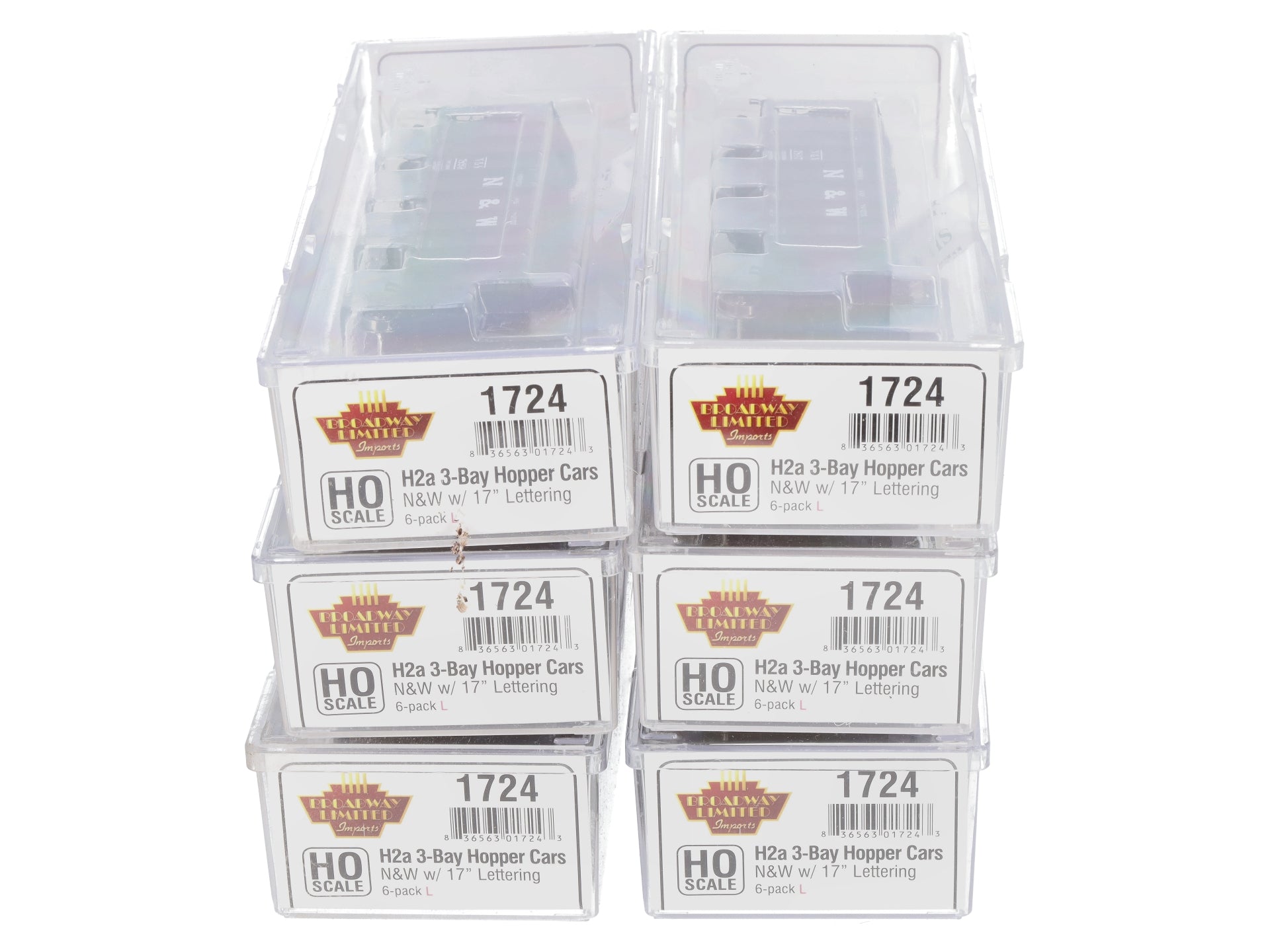 Broadway Limited 1724 HO Norfolk & Western Class H2a 3-Bay Hoppers (Set of 6)