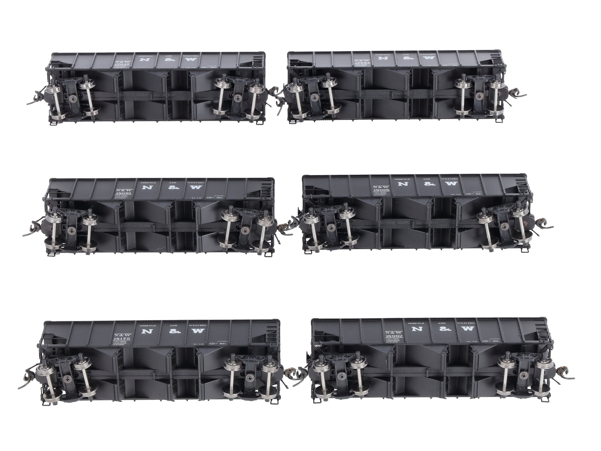 Broadway Limited 1724 HO Norfolk & Western Class H2a 3-Bay Hoppers (Set of 6)