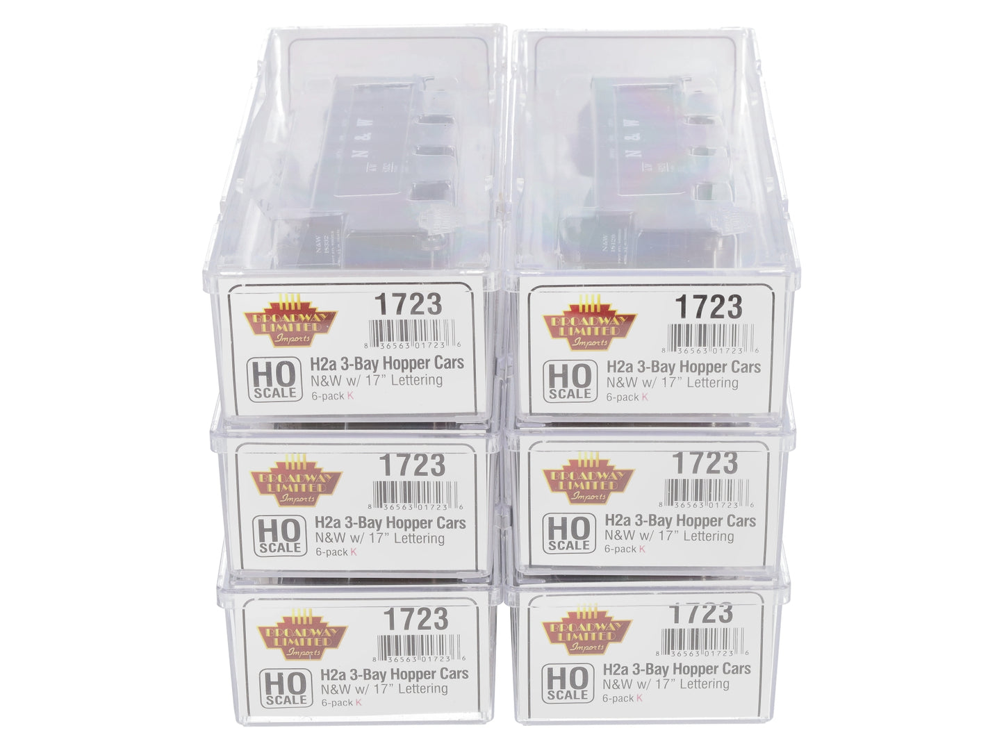 Broadway Limited 1723 HO Norfolk & Western Class H2a 3-Bay Hoppers (Set of 6)