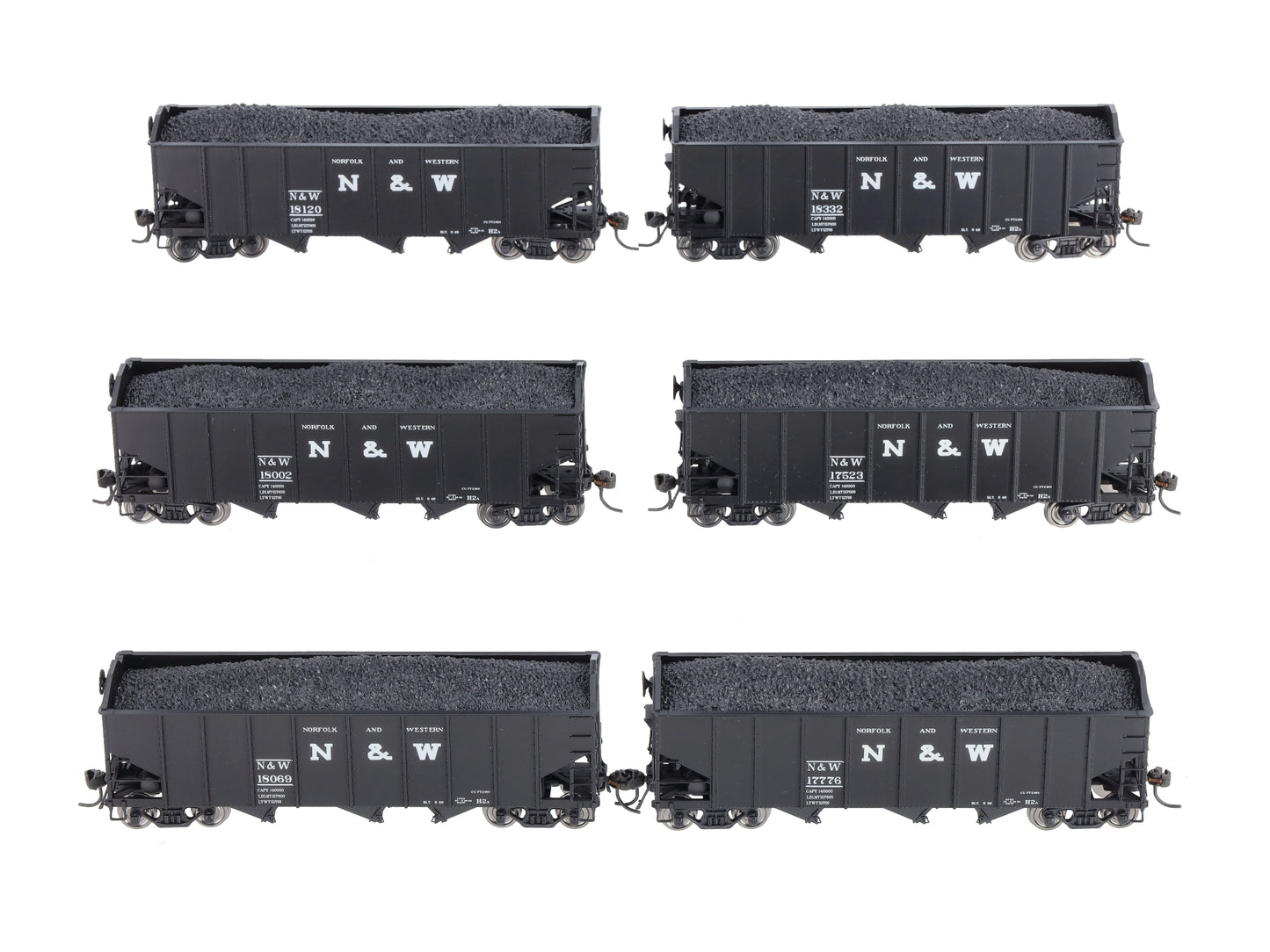 Broadway Limited 1723 HO Norfolk & Western Class H2a 3-Bay Hoppers (Set of 6)