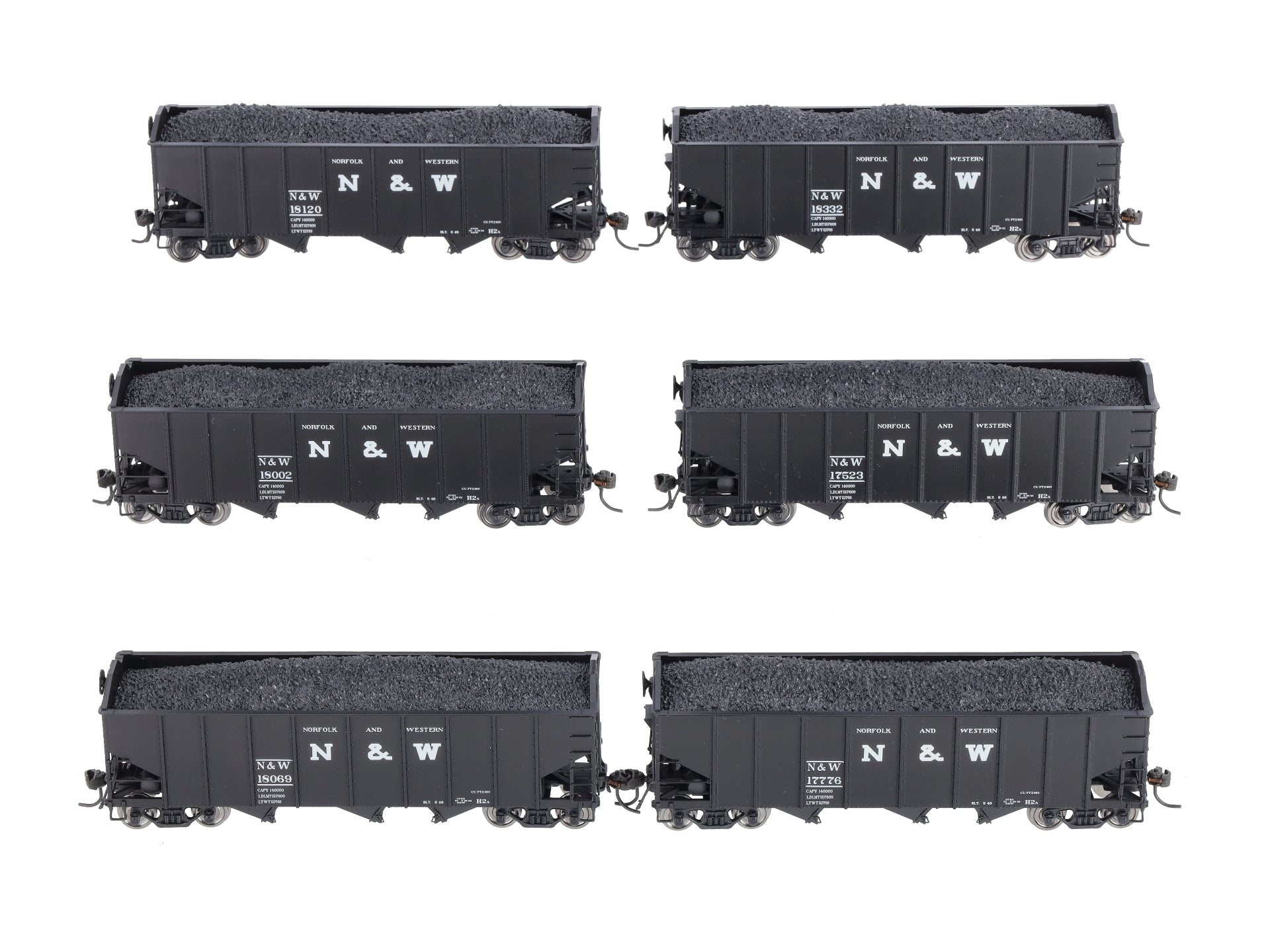 Broadway Limited 1723 HO Norfolk & Western Class H2a 3-Bay Hoppers (Set of 6)