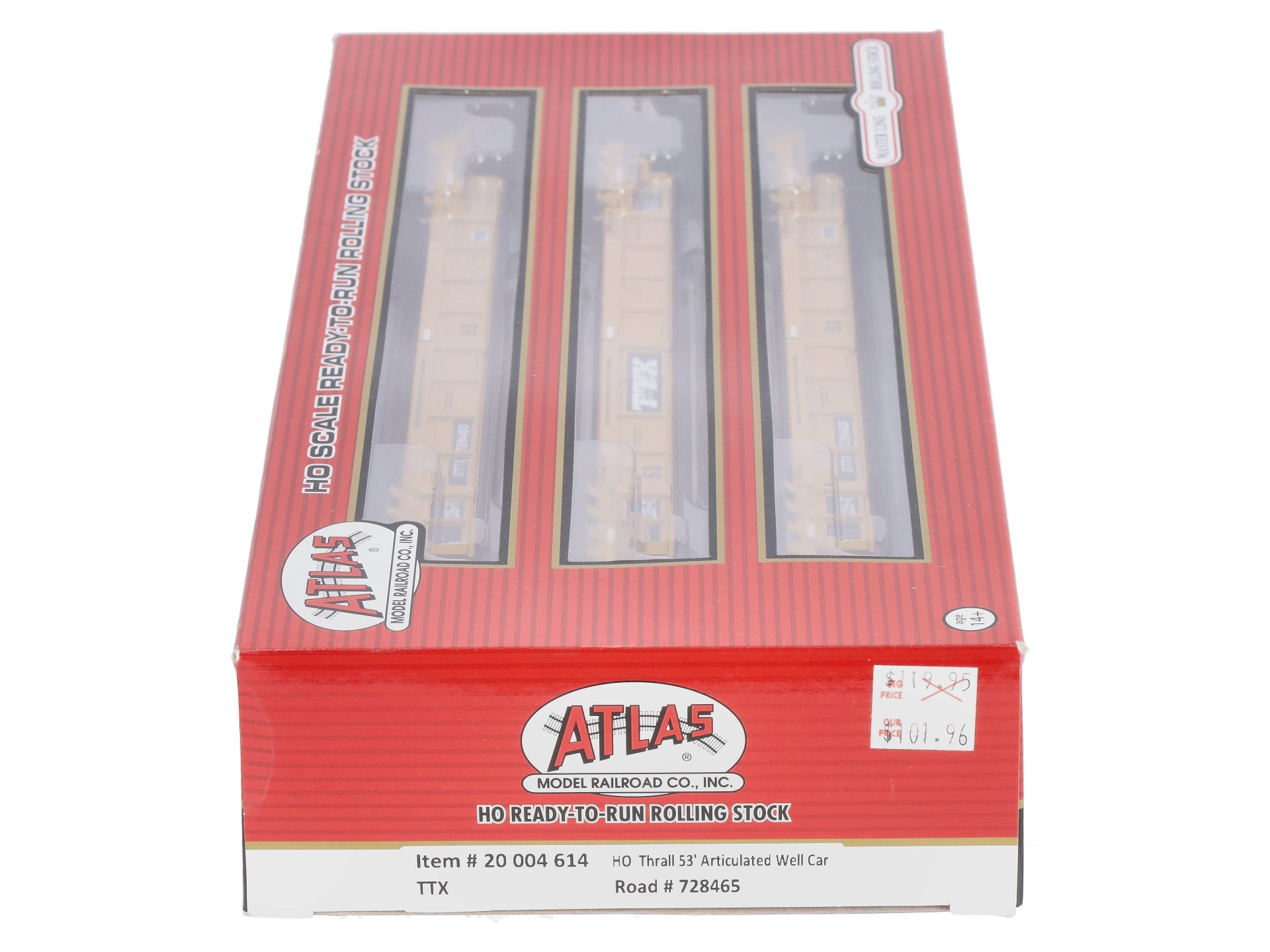 Atlas 20004614 HO TTX 53' Articulated Well Cars (Yellow/Black) #728465