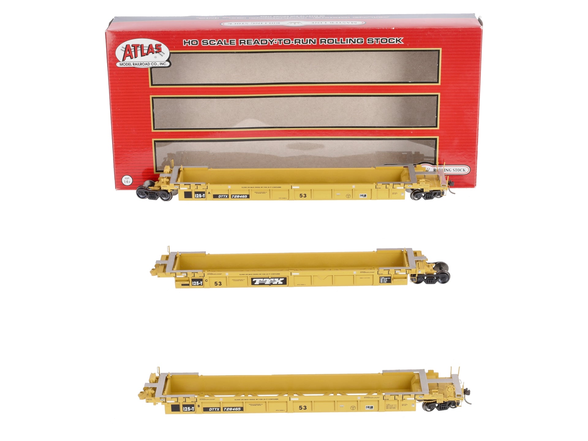 Atlas 20004614 HO TTX 53' Articulated Well Cars (Yellow/Black) #728465