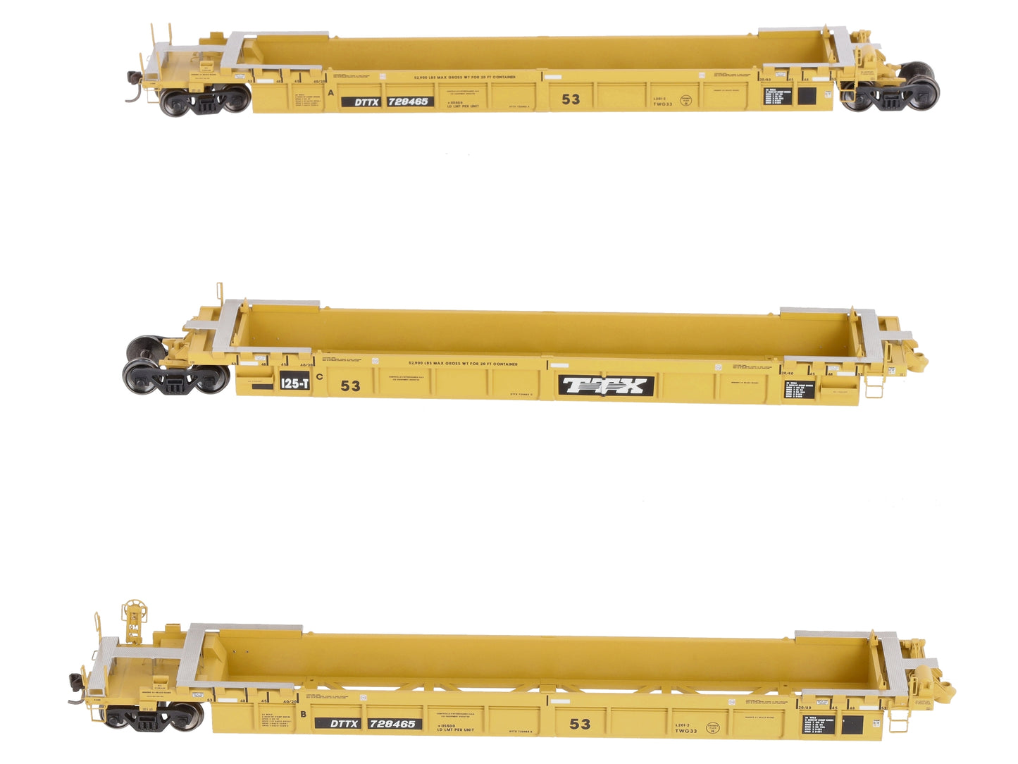 Atlas 20004614 HO TTX 53' Articulated Well Cars (Yellow/Black) #728465