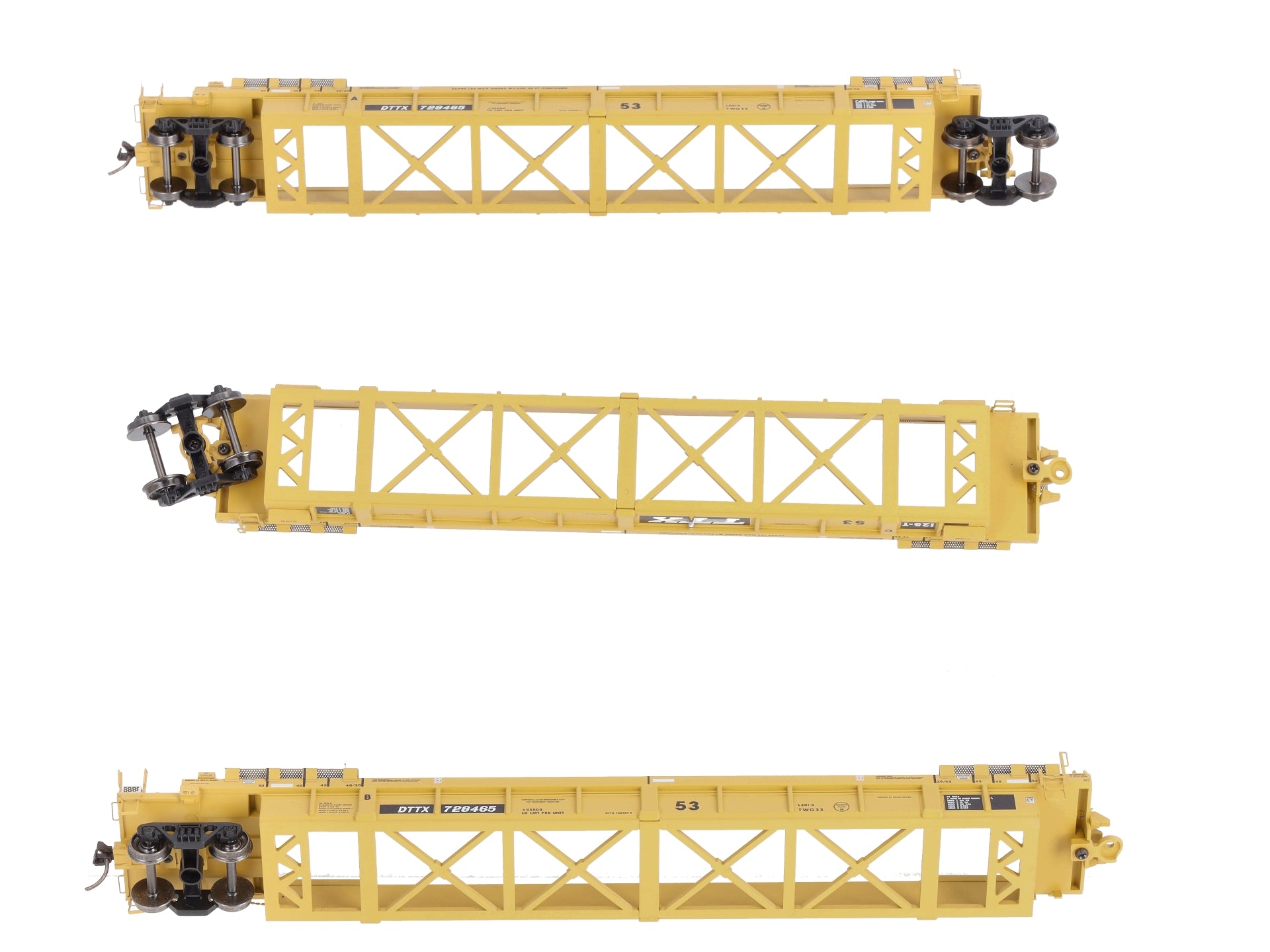 Atlas 20004614 HO TTX 53' Articulated Well Cars (Yellow/Black) #728465