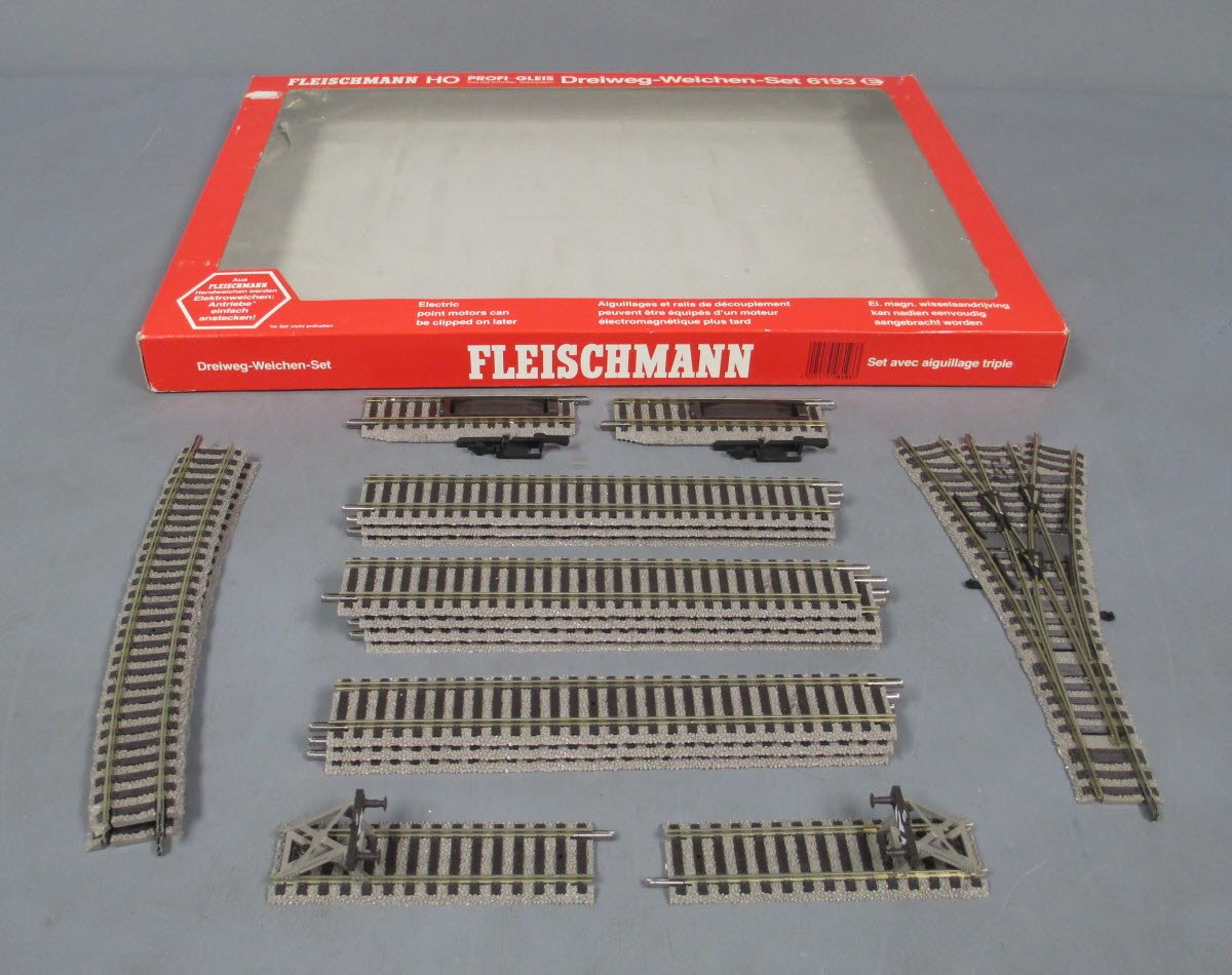 Fleischmann 6193 HO Three-Way Point Set E Track Pack