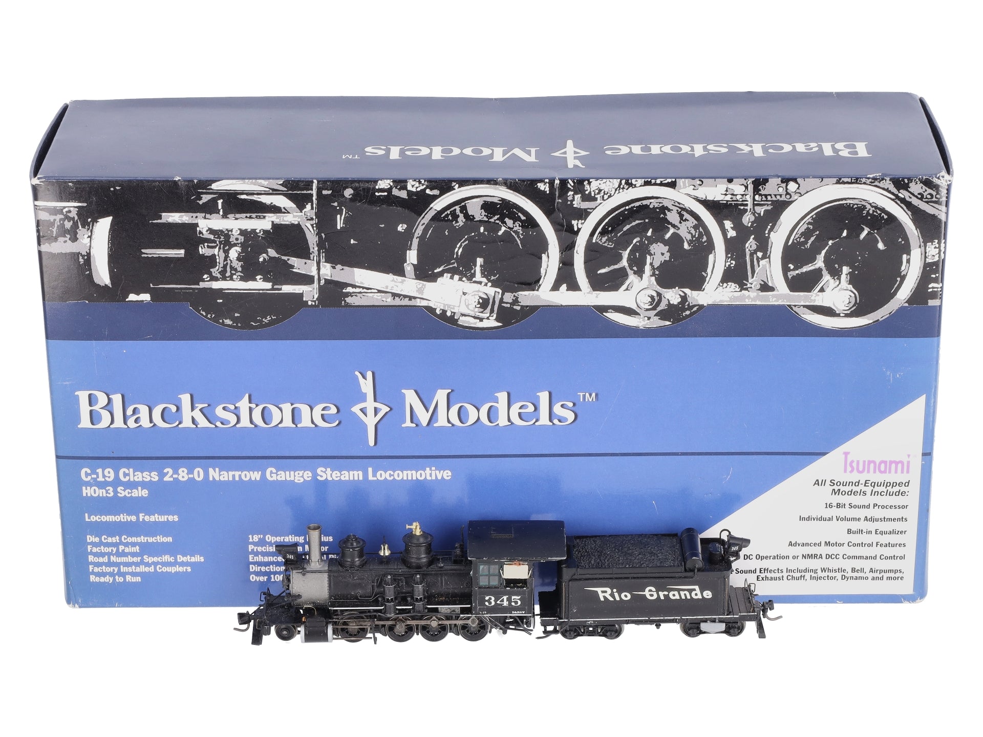 Blackstone Models 310201S HOn3 DRGW C-19 2-8-0 Steam Locomotive w/Sound/DCC #345