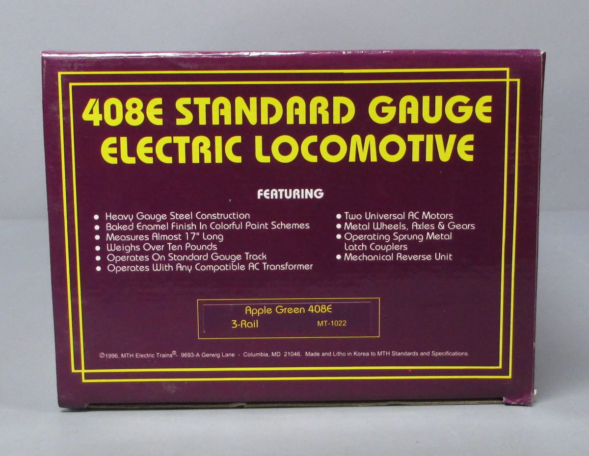 MTH 10-1022 Standard Gauge 408E Apple Green Electric Locomotive
