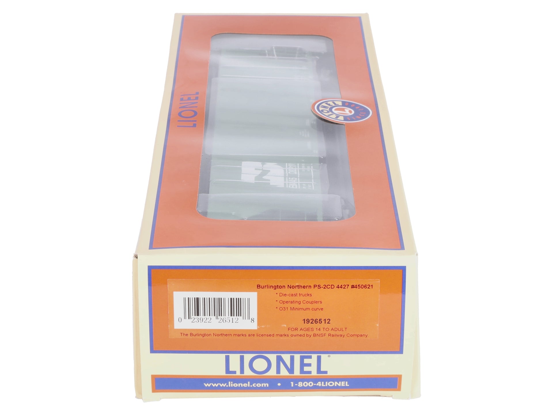 Lionel 1926512 O Burlington Northern PS-2CD 4427 Covered Hopper #450621